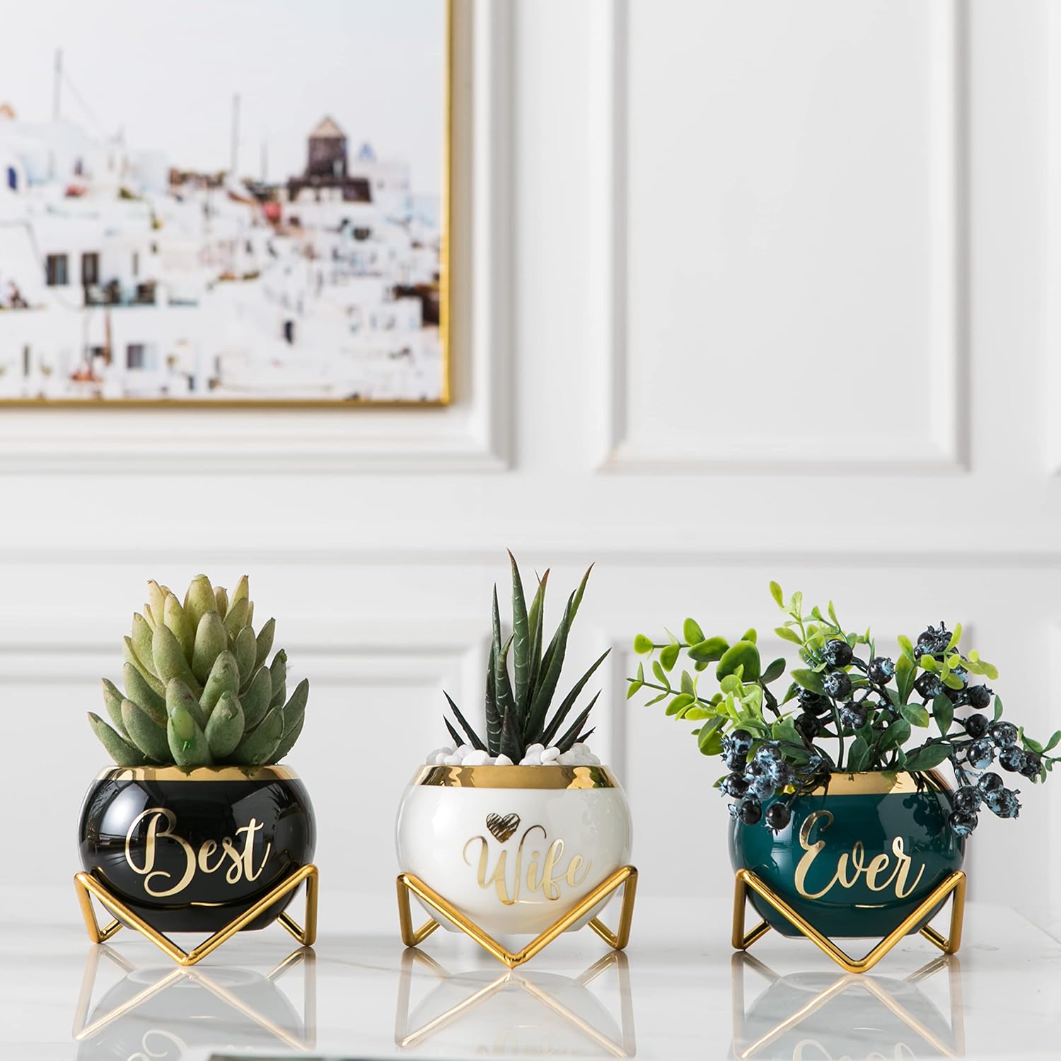 PeraBella 3-Piece Succulent Planter Set - Perfect Romantic Gift for Her | Home Decor for Any Occasion