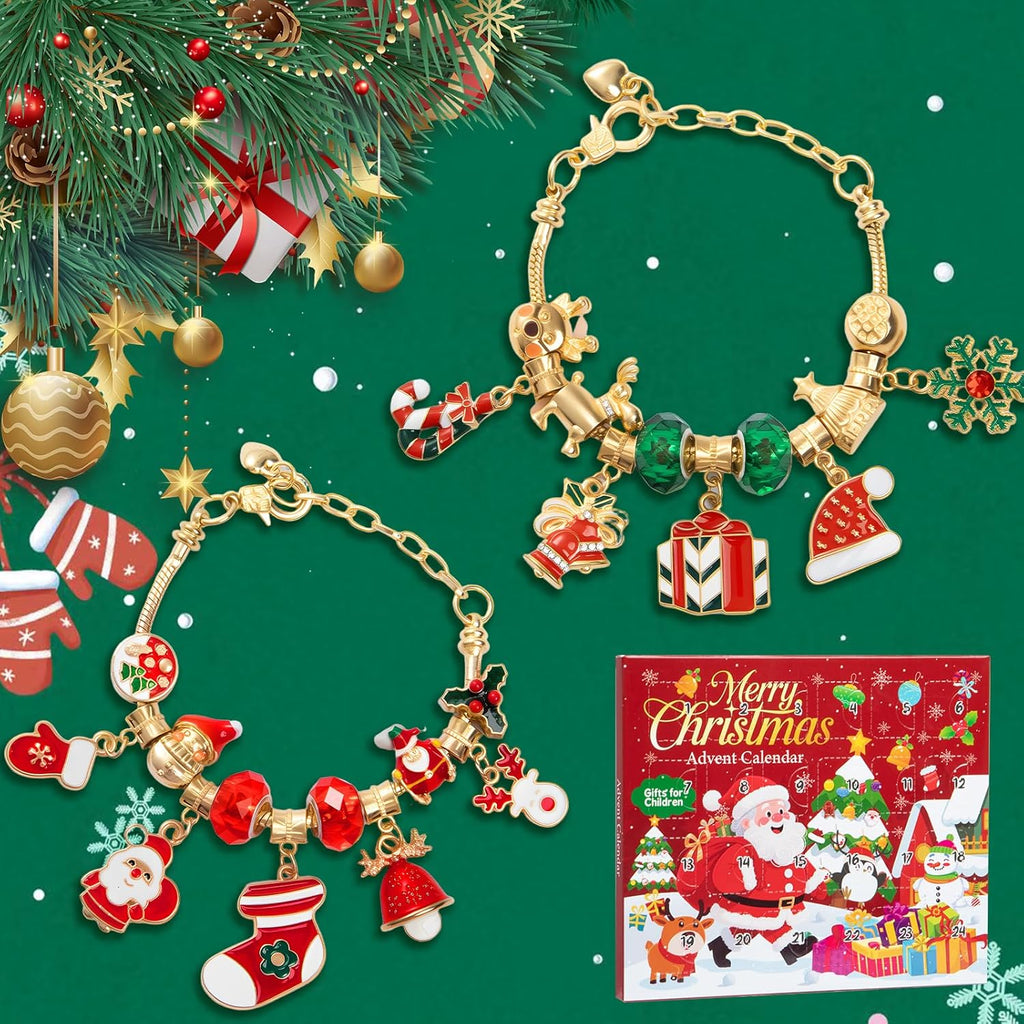 Taybonds Christmas Charms Bracelets - 2 Pack DIY Jewelry Kit with 22 Charms for Women