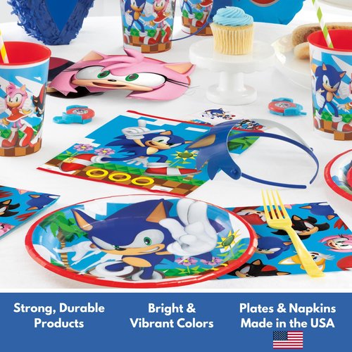 Unique 32 Pack Sonic Plates and Napkins - Sonic Birthday Party Decorations - 32 Plates and 32 Napkins - Party Supplies - Officially Licensed