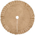 Medoore Christmas Tree Skirt Linen Burlap Tree Skirt with Ruffled Border Rustic Christmas Burlap Tree Skrit for Christmas Tree Holiday Decorations, 47 Inches