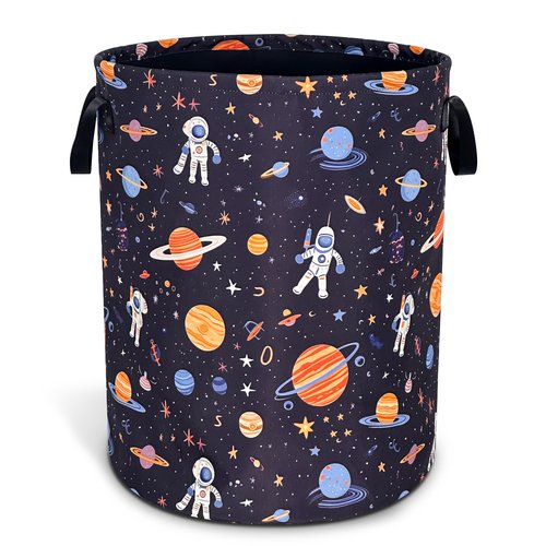 Astronaut Laundry Basket Oxford Cloth Universe Planet Laundry Hamper With Handle Foldable Portable Clothes Storage Basket 18.9 X 16.5 Inch Storage Bag For Laundry Room/Bathroom/Bedroom/Dormitories