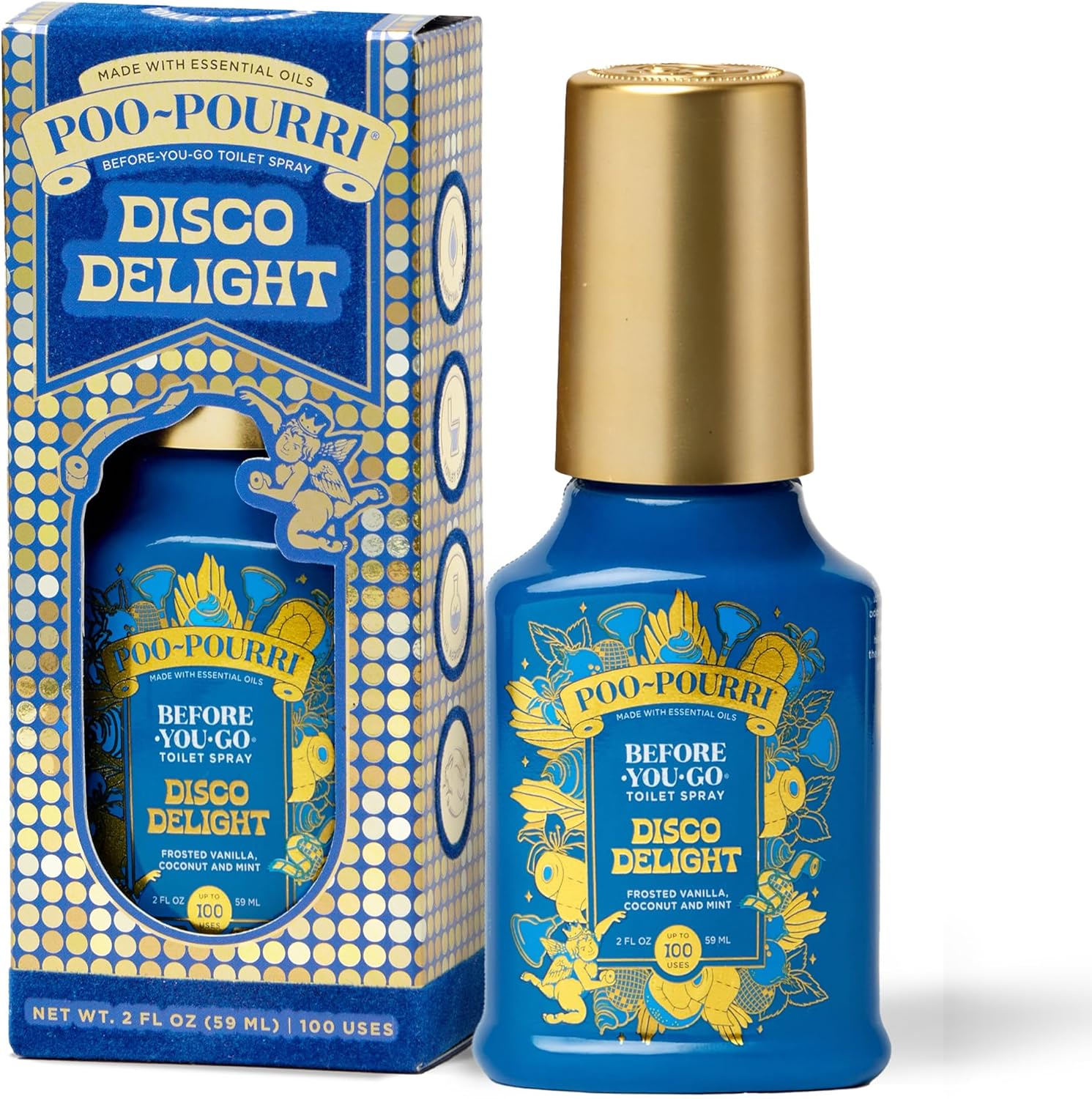 Poo-Pourri Before-You-Go Toilet Spray - Disco Delight, 2 Fl Oz | Frosted Vanilla, Coconut & Mint