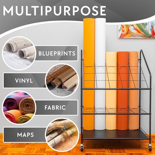 Blueprint Holder Storage Organizer - 20-Compartment Blueprint Rack for Posters, Maps & Papers