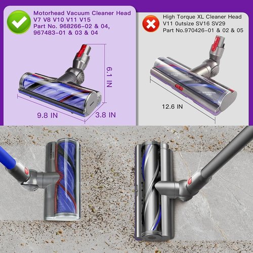 Lemige Vacuum Attachments - Replacement Head for Dyson V7/V8/V11/V15 | Anti-Tangle Motor Brush Roller