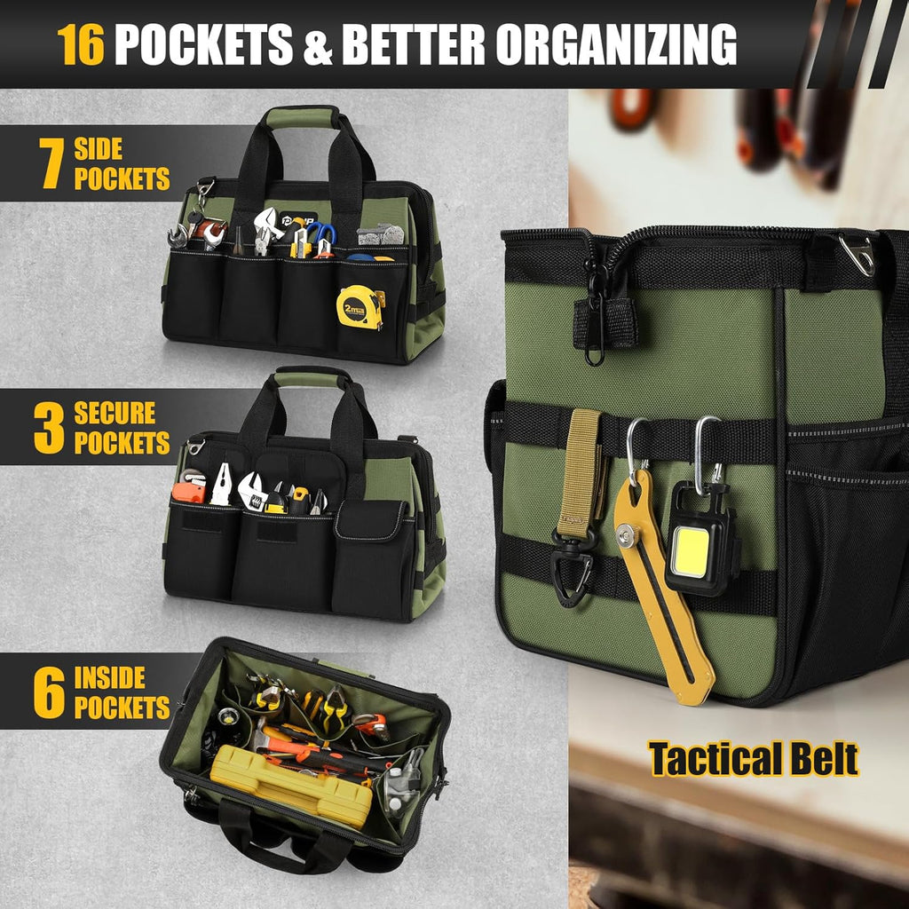 UUP Heavy Duty Tool Bag - 15-Inch, 16-Pocket Organizer with Soft Handle | Ideal for Storage & Gifts