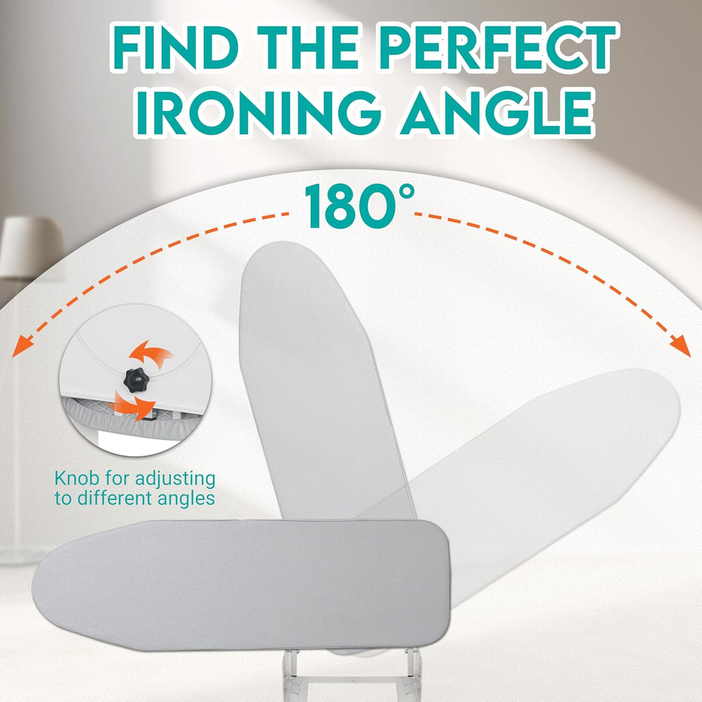 Zoes Homeware Wall Mounted Ironing Board - 180° Rotation, Space-Saving Design, 36" x 12", Silver