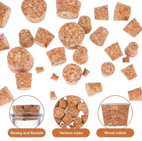 30 Pieces 6 Sizes Tiny Corks for Mini Bottles Assorted Corks Replacement for Wine Bottles Cork Stoppers Assorted Sizes Tapered Plugs Natural Soft Wood Cork for Wine Beer Liquor Bottle DIY Crafts