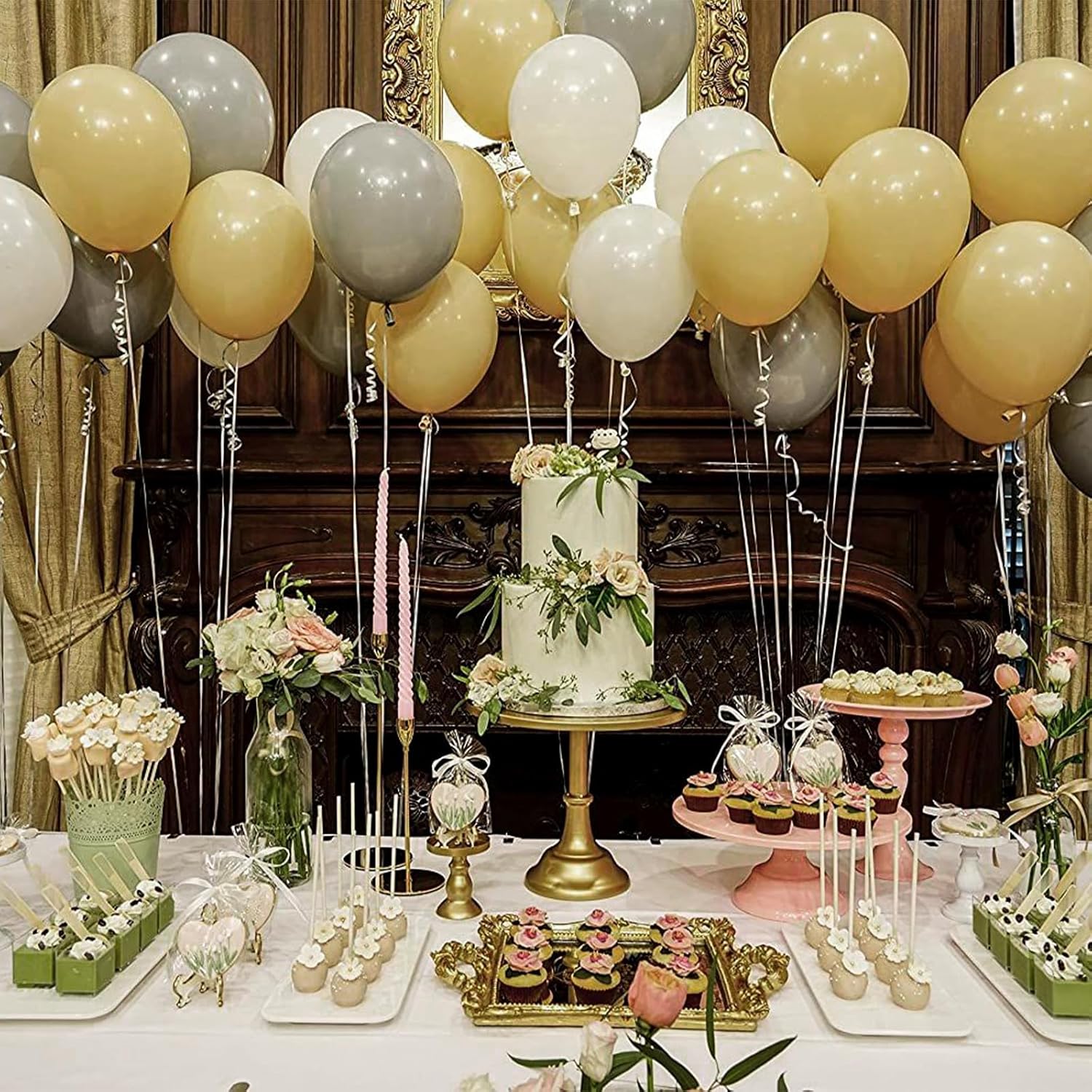 PartyWoo Tan Balloons - 140-Piece Light Brown Neutral Boho Balloon Arch Kit | Wedding & Baby Shower Decor