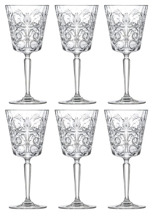 Barski Goblet - Red Wine Glass - Water Glass - Stemmed Glasses - Set of 6 Goblets - Glass Crystal - 11 oz. - Tattoo Designed -Beautifully Designed Made in Europe