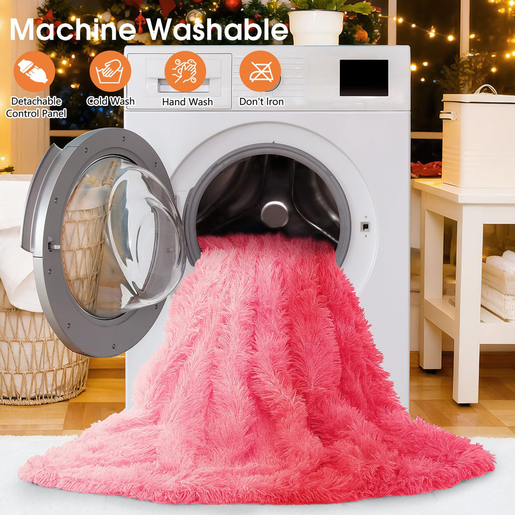 RUJIPO Heated Electric Blanket Heating Throw,Warm Winter Christmas Birthday Gifts for Her Women Grandma Seniors-Faux Fur Blanket with Soft Sherpa,10 Heat Settings,5 Time Settings,50x60, Baby Pink