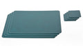 Nikalaz Set of 4 Placemats and 4 Coasters Made of Recycled Leather (18''x13'', Petroleum Green)
