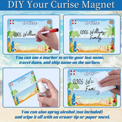 Large Cruise Door Decorations Magnetic - Cosmisun 12PCS Summer Beach Vacation Cruise Door Magnets with 3 Pens Funny Sea Navigation Cruise Ship Door Decoration Stickers for Carnival Cabin Stateroom