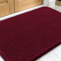 OLANLY Dog Door Mat - Absorbent Non-Slip Chenille for Muddy Paws | 32x20, Quick Dry Indoor Entryway Carpet, Burgundy