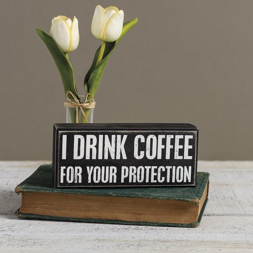 Primitives by Kathy 19104 Classic Box Sign, 7" x 3", I Drink Coffee