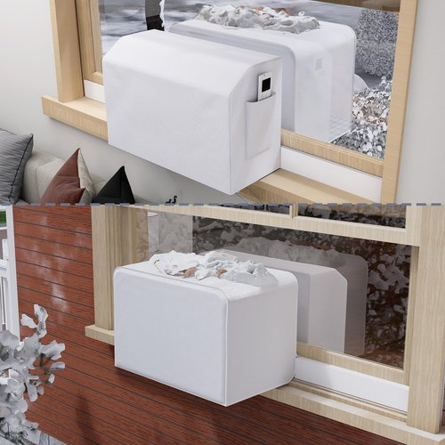 Flamorrow Outdoor Air Conditioner Cover and Indoor Air Conditioner Cover with Bag for U-Shaped Window AC Unit, Dustproof & Windproof Window AC Covers for Outside & Inside Unit Full Coverage Protection