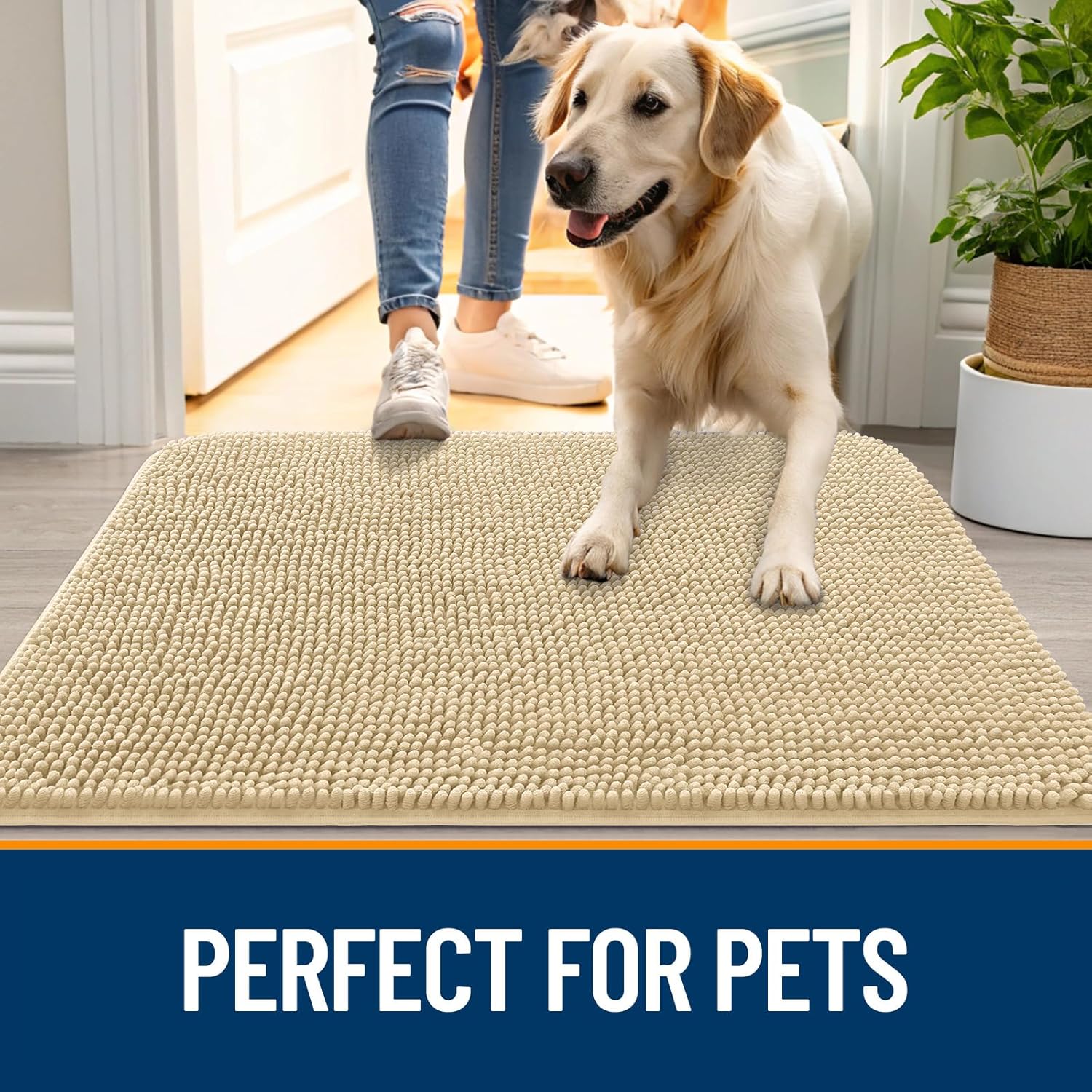 OLANLY Dog Door Mat - Absorbent Non-Slip Chenille Mat for Muddy Paws | 32x20, Quick Dry, Indoor Entryway Carpet