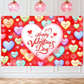Mocsicka Valentines Backdrop Decorations Banner Red Conversation Heart Romantic Love Valentines Background Valentines Anniversary Party Decorations Photo Booth Props (Red, 6x3.6ft)