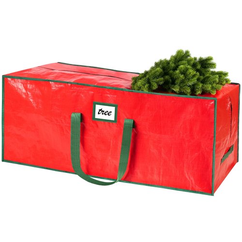 FUCDTEFC 9 Ft Christmas Tree Storage Bag, Large Heavy Duty Artificial Tree Bag with Reinforced Handles and Dual Zippers, Extra Large Waterproof Durable Storage Container for Xmas Trees (Red)
