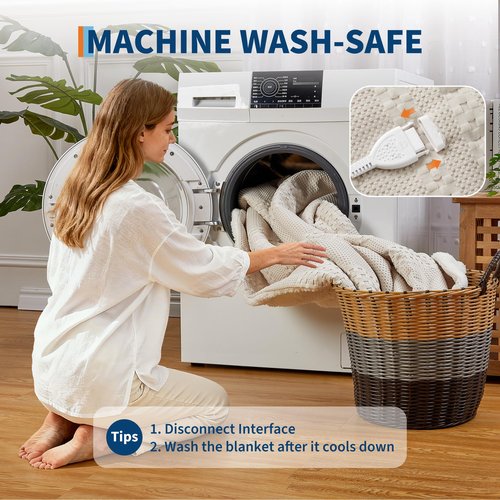 Heated Throw Blanket Electric 50“x60, Soft Waffle Weave to Sherpa Heating Throw with 6 Heating Levels, 4 Hours Auto Off, Machine Washable, Gift Suit for Couch Bed Sofa Home Office