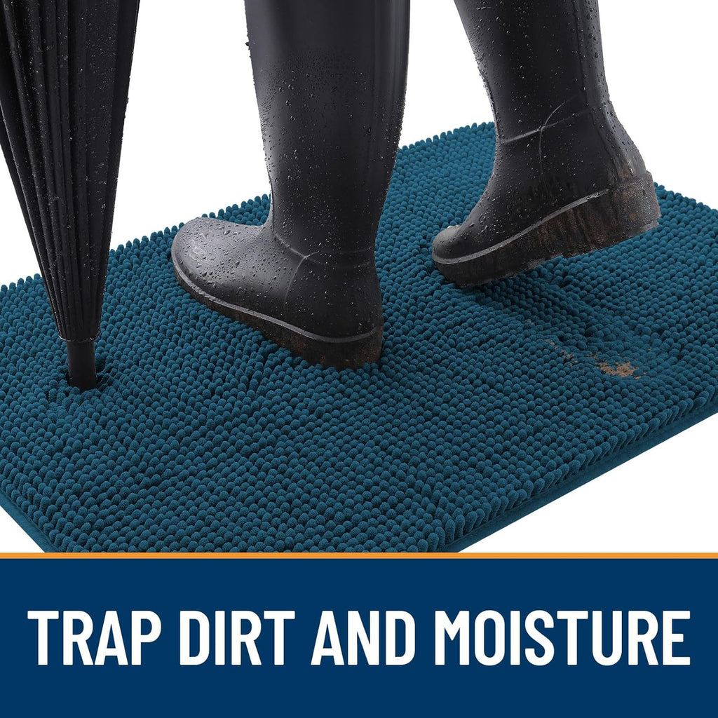 OLANLY Dog Door Mat - Absorbent Non-Slip Washable Doormat for Muddy Paws | 59x35, Atlantic Blue