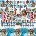 Moana Birthday Party Supplies, 104PCS Birthday Party Decorations Set Include Banner, Balloons, Stickers, Hanging Swirls, Cake Cupcake Toppers, Tablecloth for Moana Party Decorations