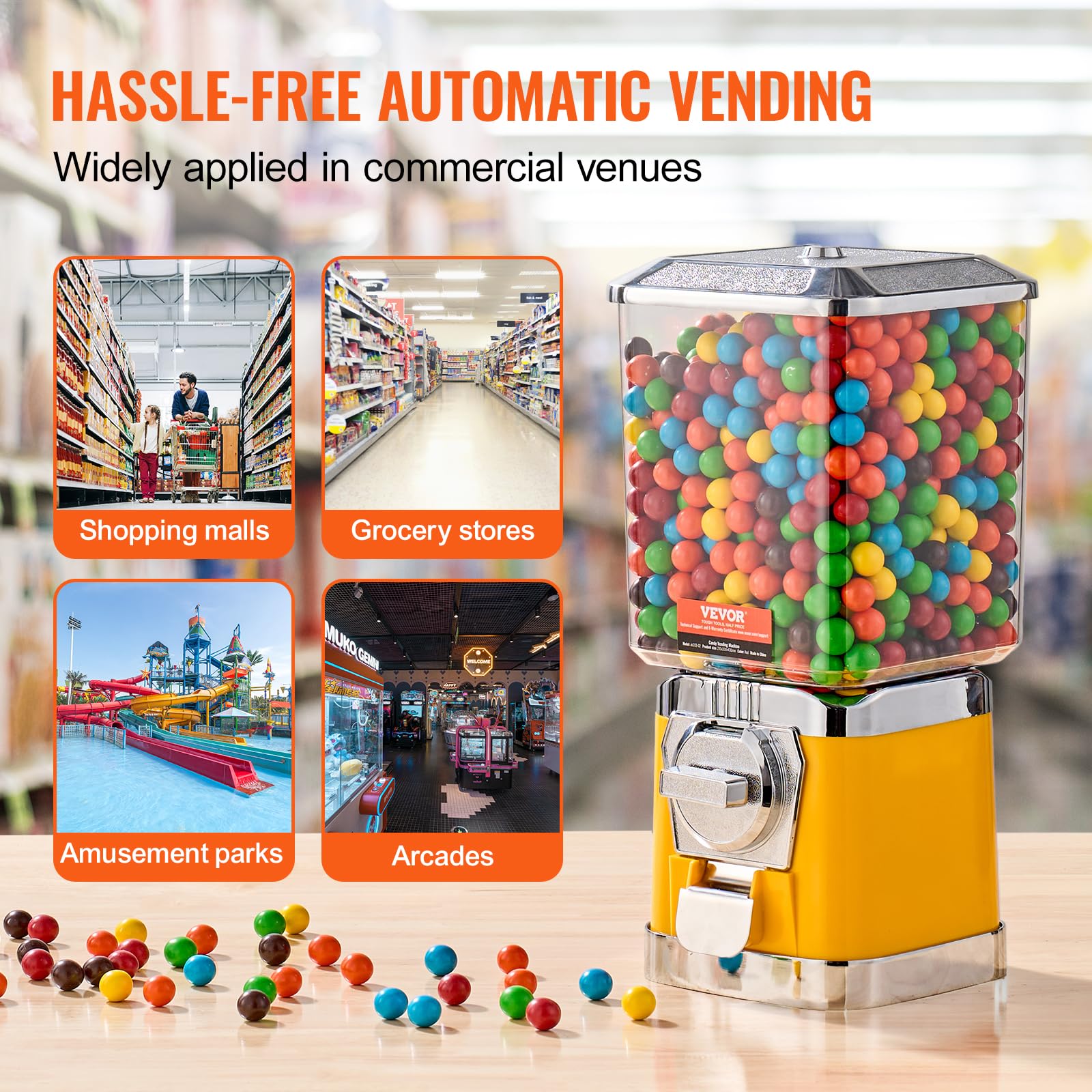 VEVOR Vending Machine, Classic Gumball Bank, Huge Load Capacity Candy Gumball Machine, Mini Vending Machines, Gumball Dispenser Machine for Kids, Perfect for