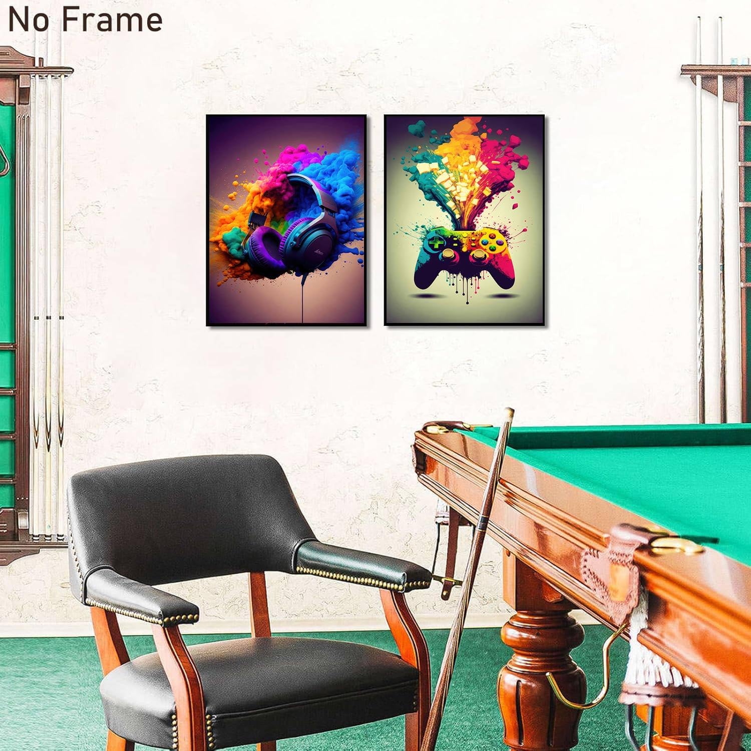 XOIHUR Gamepad Wall Art - Colorful Graffiti Gaming Decor | 2-Piece Set, 16x24 Inch Unframed Prints