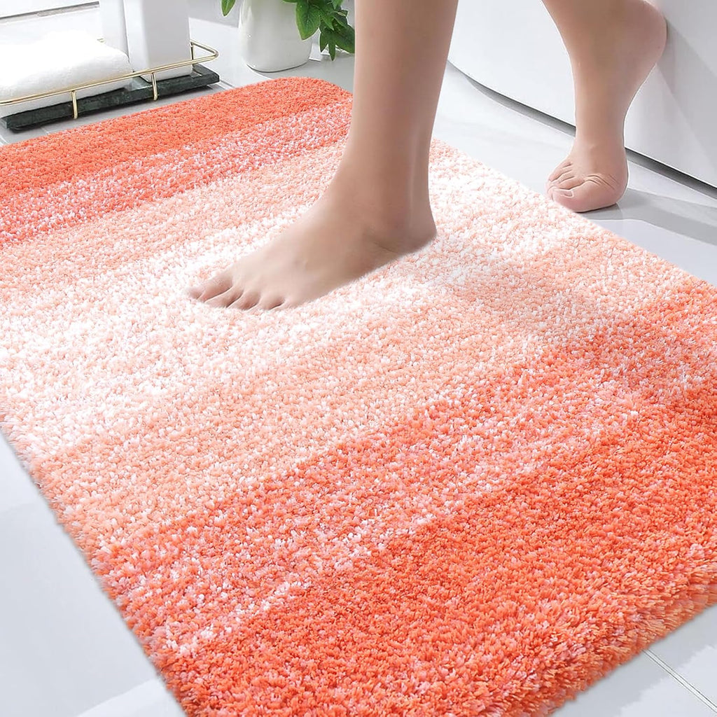 OLANLY Bathroom Rugs - Extra Soft Absorbent Microfiber Mat | Quick Dry, Machine Washable, 36x24, Coral