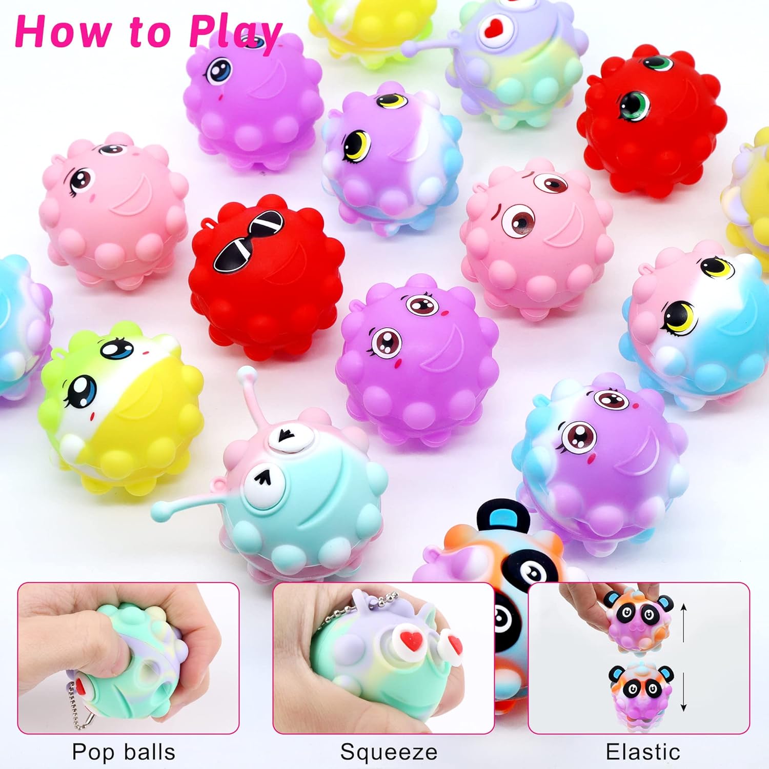 Animal Pop Balls Party Favors by 30 Pack | 3D Fidget Toys for Kids - Perfect Birthday Goodie Bag Stuffers