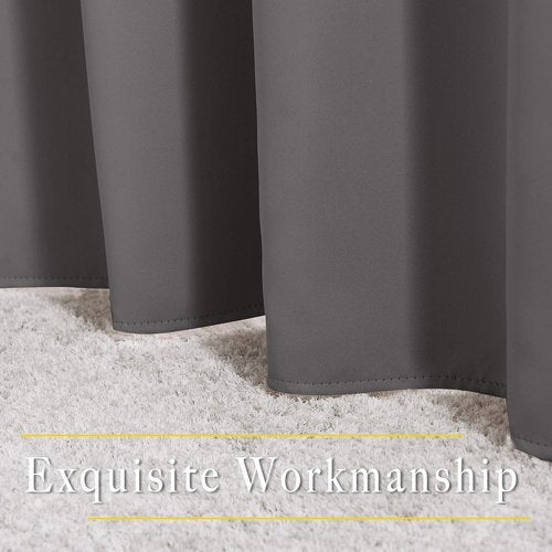 NICETOWN Gray Blackout Curtains - Thermal Room Darkening Drapes | 84-Inch Grommet Panels (2 Panels, W52 x L84)