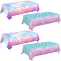 NKPDAXM 4 Pack Mermaid Tablecloth Mermaids Laser Table Cover for Girls Mermaid Birthday Party Decorations, 108x54 Inch