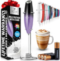 Zulay Kitchen Tornado Triple Whisk Milk Frother - Handheld Foam Maker for Coffee & Lattes - Includes 4 Duracell Batteries - Galaxy