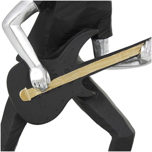 Deco 79 Polystone Musician Decorative Sculpture Rock Band Home Decor Statues with Gold and Silver Accents, Set of 4 Accent Figurines 8", 8", 9", 10"H, Black