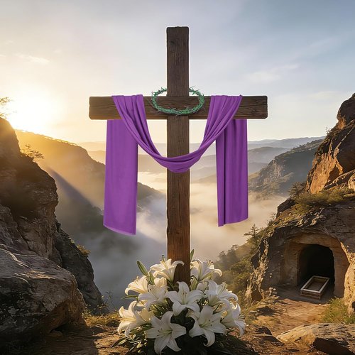 Crown of Thorns | 8'' Christian Wreath with Purple Fabric - Theatrical Props for Lent & Easter Decor