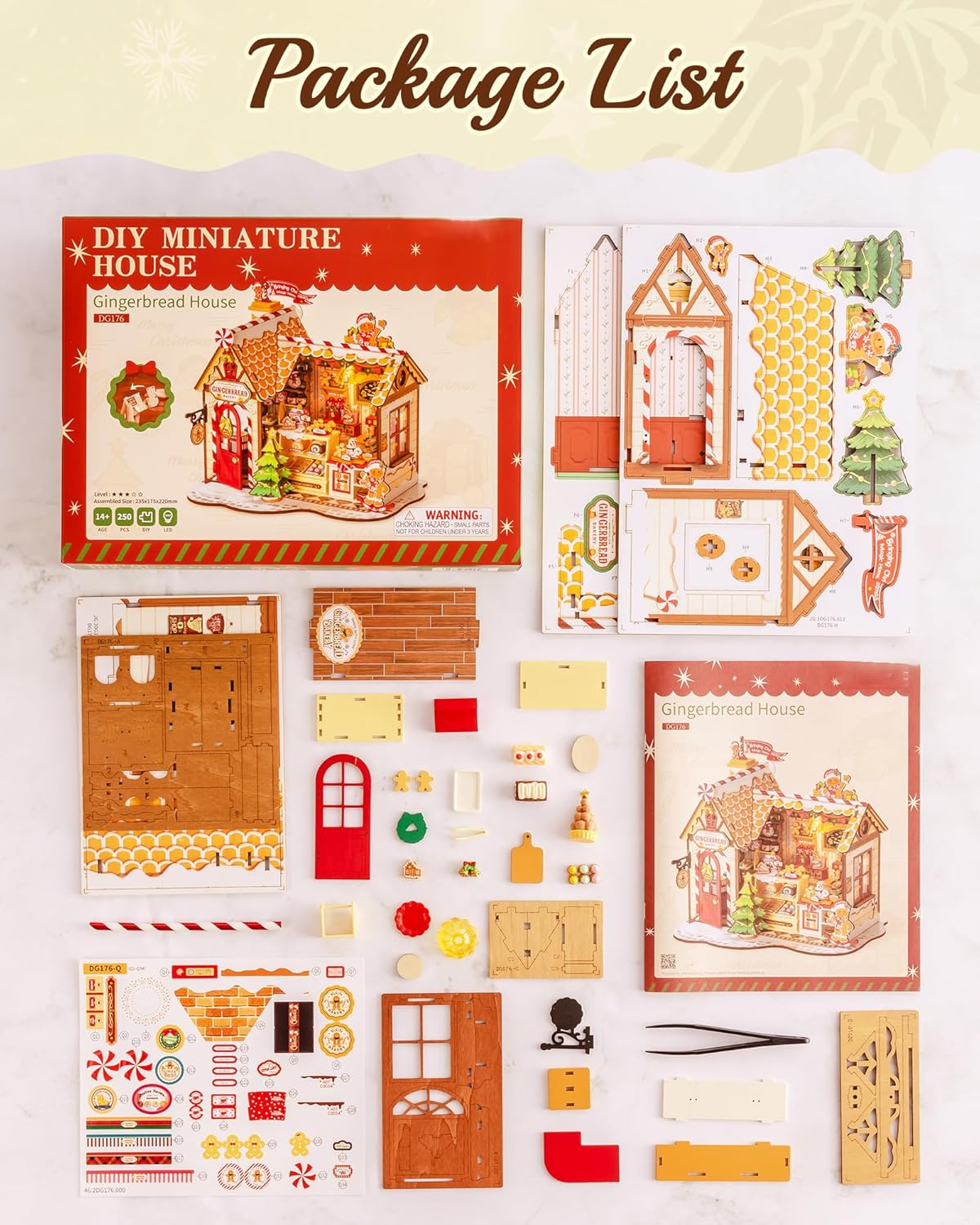 ROBOTIME Miniature House Kit - DIY Tiny Gingerbread Dollhouse for Family Gifts | Perfect for Halloween & Christmas