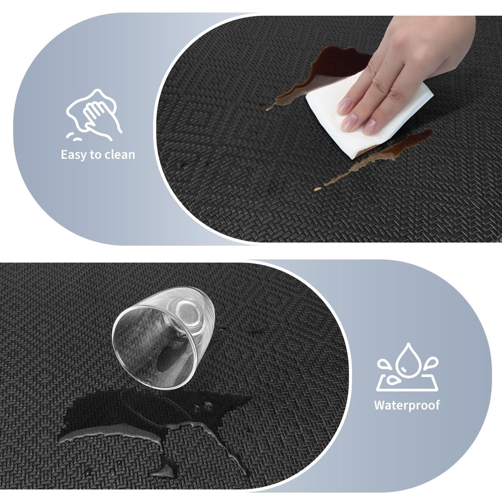 Mattitude Kitchen Mat 2PCS Kitchen Rugs Cushioned Anti-Fatigue Rug Waterproof Standing Desk Mat Kitchen Mats for Floor Kitchen Rug Set for Kitchen, Sink, Office 17.3"×30"+17.3"×59"-0.47inch Black