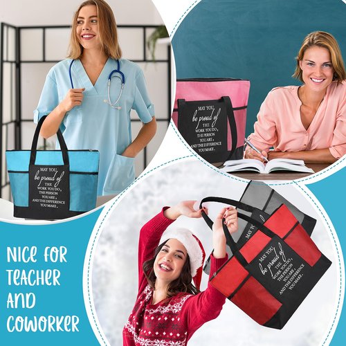 Paterr 18 Gifts Bag Bulk for Women Men Canvas Tote Bag Appreciation Tote Inspired Gifts for Nurse Doctor Coworker Teacher Team (Classic)
