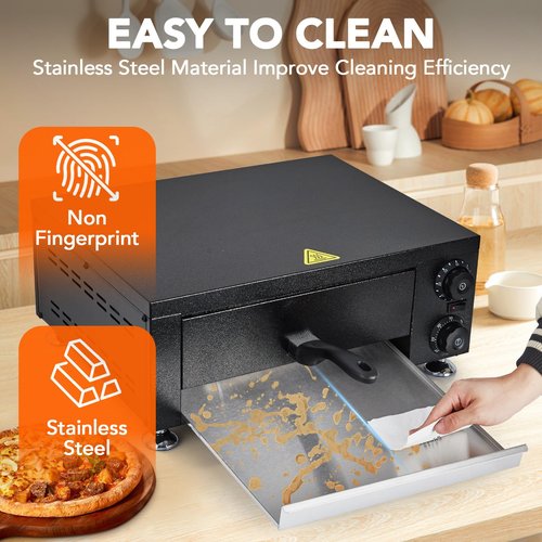 Electric Pizza Oven Indoor, KOKEBREN 12" Countertop Pizza Oven with 0-60 Minutes Timer, Pizza Maker Machine for Home and Commercial with Gloves, Clip & Pizza Roller