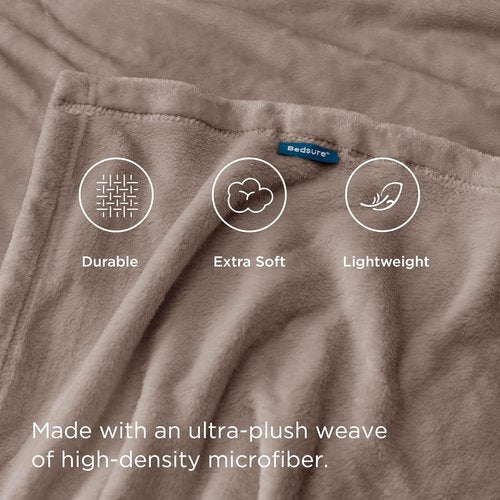 Bedsure GentleSoft Fleece Blanket - Lightweight Plush Cozy Twin Size in Mocha Brown | 60x80 Inches
