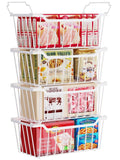 SUNALLY Freezer Organizer Bins, 4 Pack Chest Freezer Organizer Stackable for 5-7 Cu.FT Deep Freezer Sort Frozen Meats and Food, Freezer Storage Baskets with Handles Easy Reach from Bottom, White