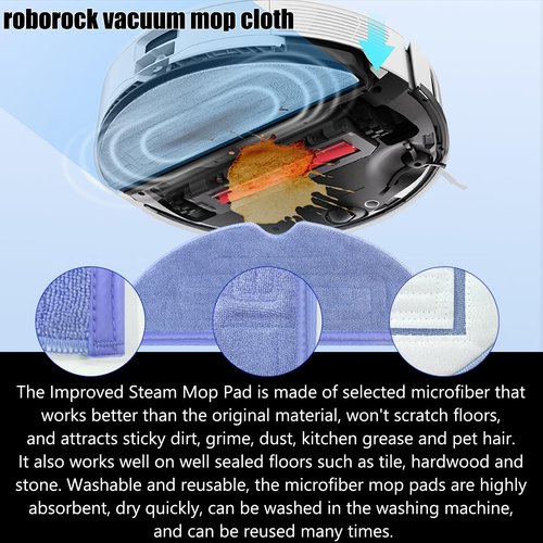 S7 Replacement Parts fit for Robo-rock S7 S7+ S7 MaxV S7 MaxV Plus T7S T7 plus T7S plus Robot Vacuum 2 Main Brush, 6 Mop Cloth, 6 Filter, 6 Side Brush