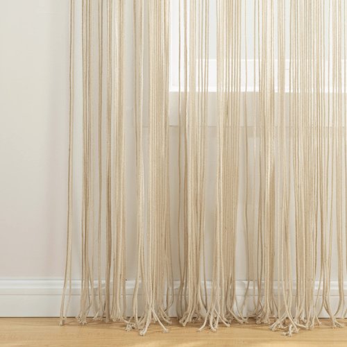 Lush Decor Boho Macrame Tassel Cotton Window Curtain Panel Single 40" W x 84" L Neutral - Macrame Curtains for Windows - Room Divider - Boho Wall Decor