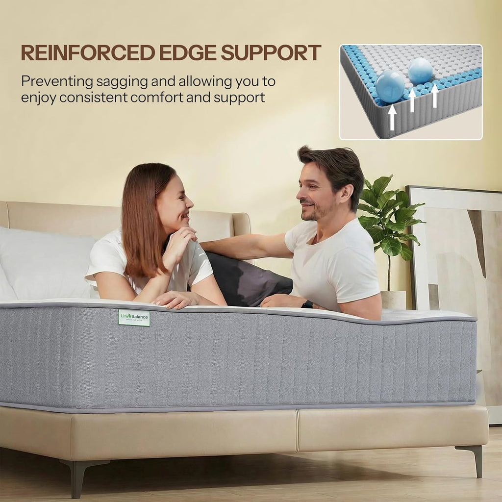 Serene 10 Inch King Hybrid Mattress - Premium Cooling Gel Memory Foam & Pocketed Coils for Spine Alignment, Medium Firm, Fiberglass-Free, CertiPUR-US Certified, Made in USA