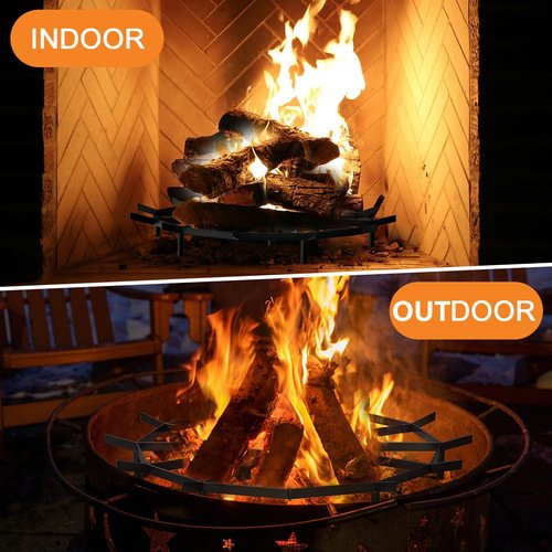 Firepit Grate Round 24 Inch Heavy Duty,Fireplace Log Grate Round Metal for Outdoor,Fire Pit Grate Campfire,Firewood Grates for Fireplace Rounds Indoor for Chimney Hearth,Camping Tools
