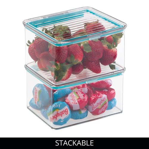 iDesign Small Food Storage Box with Airtight Seal for Kitchen or Pantry Storage - Set of 2 - Clear