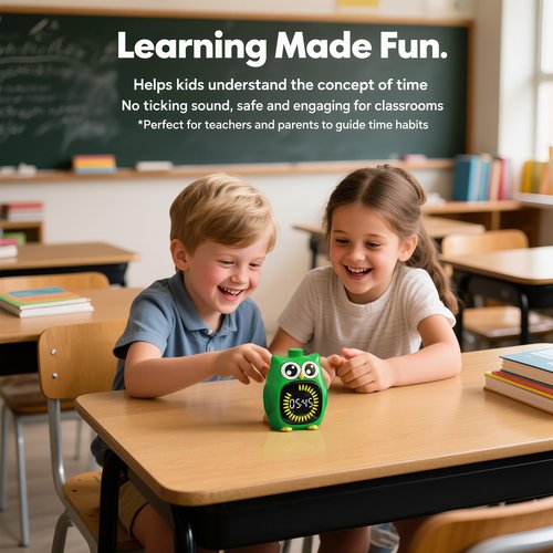 Doli Yearning Visual Timer for Kids, 99 Minute Cute Owl Digital Countdown Timer for Home School Classroom Supplies Study, Silent Time Management Tool (Green)
