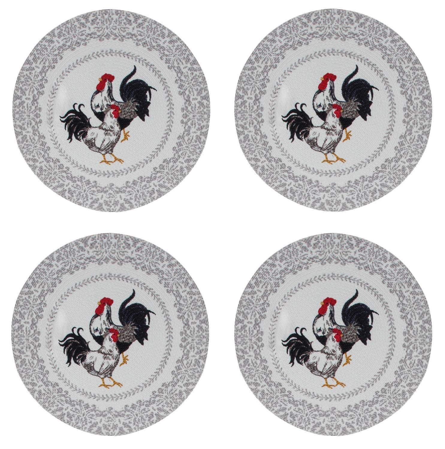 Farmers Market Rooster and Hen Braided Placemats Kitchen or Dining Room Set of 4