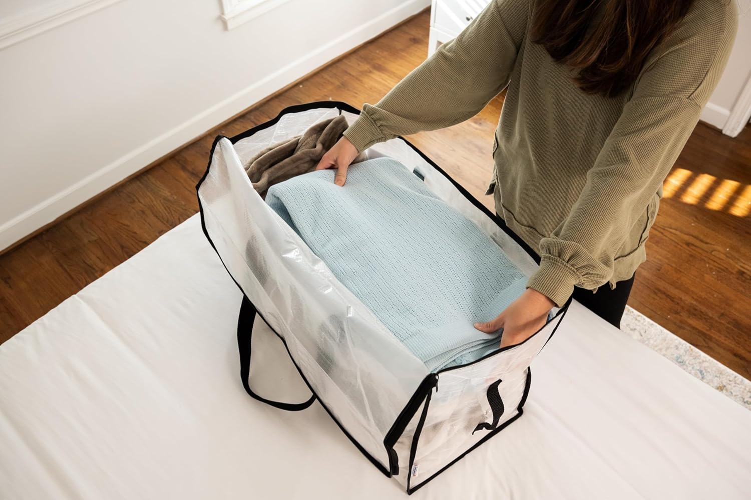 ClearSpace Oversized Moving Bags - Heavy-Duty Storage Bags with Backpack Straps & Zippers | 8 Pack for Easy Moving & Organization