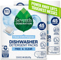 Seventh Generation Dishwasher Detergent Packs - Free & Clear, 45 Count | Sparkling Clean Dishes
