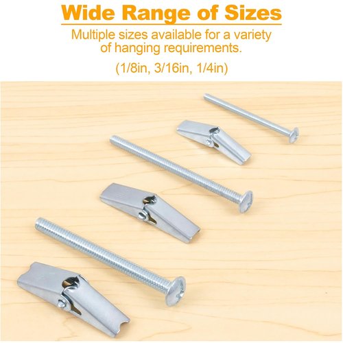 KURUI Heavy Duty Hollow Wall Anchors - 28-Piece Metal Toggle Bolt Kit for Drywall | 3 Sizes Included